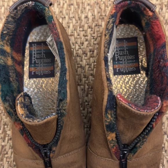 Vintage Hush Puppies Suede Plaid Sherpa Lined Ankle Boots with Zipper - Picture 10 of 14
